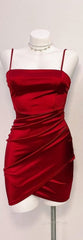 Cute Pleated Red Short Homecoming Dresses Bodycon