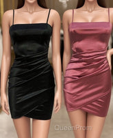 Cute Pleated Red Short Homecoming Dresses Bodycon