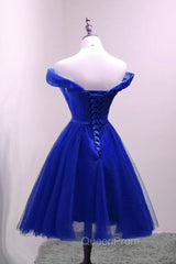 Cute Royal Blue Tulle Simple Party Dresses , Lovely Evening Dresses, Blue Homecoming Dresses