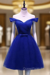 Cute Royal Blue Tulle Simple Party Dresses , Lovely Evening Dresses, Blue Homecoming Dresses