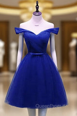 Cute Royal Blue Tulle Simple Party Dresses , Lovely Evening Dresses, Blue Homecoming Dresses