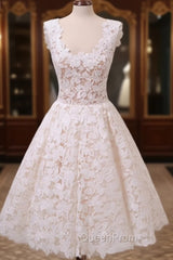 Cute Short Lace Evening Prom Dresses, Short Lace Graduation Homecoming Dresses