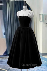 Cute Spaghetti Straps Velvet Short Evening Prom Dresses, A-Line Homecoming Party Dresses