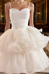 Cute Sweetheart Neck Organza White Evening Prom Dresses, White Homecoming Dresses