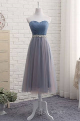 Cute Sweetheart Neck Tulle Evening Prom Dresses, Tulle Bridesmaid Dresses