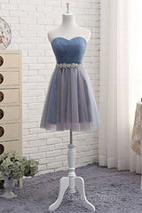 Cute Sweetheart Neck Tulle Evening Prom Dresses, Tulle Bridesmaid Dresses