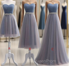 Cute Sweetheart Neck Tulle Evening Prom Dresses, Tulle Bridesmaid Dresses