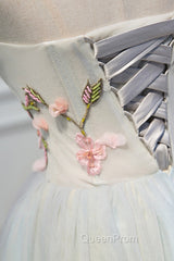 Cute Tulle Short Evening Prom Dresses with Lace, A-Line Homecoming Party Dresses