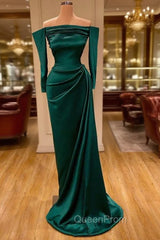 Dark Green Off-the-Shoulder Mermaid Evening Prom Dresses Long Evening Gowns Online