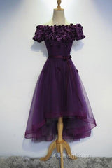 Dark Purple High Low Homecoming Dresses, Cute Formal Dresses, Evening Prom Dresses