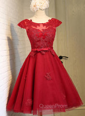 Dark Red New Homecoming Dresses , Charming Short Evening Dresses
