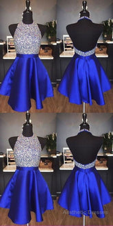 Royal Blue Tulle With Crystal Homecoming Dress