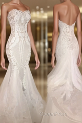 Different Sweetheart Mermaid White Summer Wedding Dresses on Sale