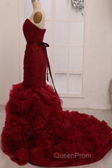 Dignified Trumpet/Mermaid Strapless Sweetheart Tiered Long Evening Prom Dresses