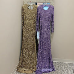 Modest Long Sleeves Sequins Mermaid Formal Dresses