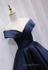 A-Line Satin Off the Shoulder Short Evening Prom Dresses, Mini Evening Party Dresses