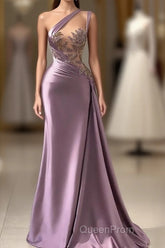 Sexy Purple Mermaid One-Shoulder Evening Prom Dresses