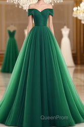 Tulle Off Shoulder Floor Length Party Dresses, Long Evening Prom Dresses, Evening Prom Dresses