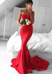 Elastic Satin Prom Dresses Trumpet/Mermaid Sweetheart Court Train With Pleated