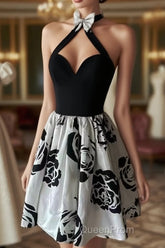 Elegant A-Line Flower Butterfly Black Short Homecoming Dresses Online,