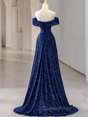 Elegant A Line Off The Shoulder Royal Blue Evening Prom Dresses Formal Evening Dresses