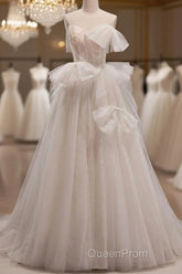 Elegant And Noble Ivory Sleeveless Off Shoulder Beaded Bow Evening Dresses Ivory Thin Shoulder Strap Off Back Strap Evening Prom Dresses