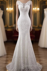 Elegant And Noble Lace Sleeveless Speaker/Mermaid And Floor Length Wedding Dresses