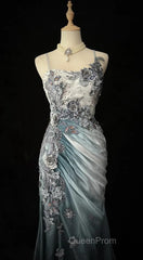 Elegant Chiffon Mermaid Gown For Evening Prom&Party Spaghetti Strap Sequined Applique Evening Gown