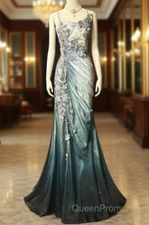 Elegant Chiffon Mermaid Gown For Evening Prom&Party Spaghetti Strap Sequined Applique Evening Gown