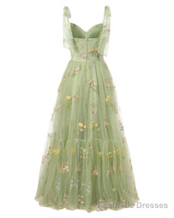 Elegant Embroidery Prom Dresses Sweetheart Spaghetti Straps A Line Party Dress Long Simple Formal Dress