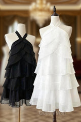 Elegant Halter White Homecoming Dresses Short Formal Dresses