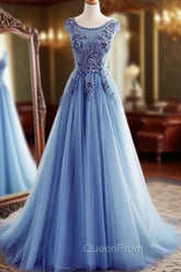 Elegant Illusion Sleeveless Lace Appliques A-line Lace-up Evening Prom Party Gowns