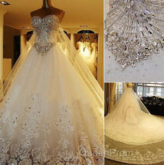 Elegant Long A Line Sweetheart Appliques Crystal Beading Wedding Dresses