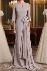 Elegant Mermaid 3/4 Long Sleeved Chiffon Bra With Belt Bride Mother Of The Bride Dresses