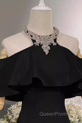 Elegant Mermaid Black Long Evening Prom Dresses Formal Evening Dresses