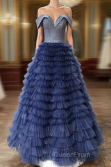 Elegant Off Shoulder Sequins Top Long Evening Prom Dresses, Formal Evening Dresses, Off The Shoulder Ball Gown