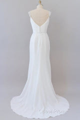 Elegant Ruffle Beading Chiffon Sheath Wedding Dresses