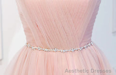 Elegant Short Pink Tulle Prom Dresses, Short Pink Tulle Formal Homecoming Dresses