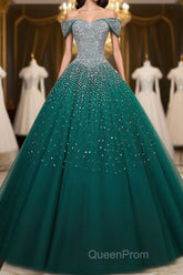 Emerald Green Sequin Evening Prom Dresses Beaded Quinceanera Dresses, Sweet 16 Dresses
