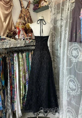 Enchanted Black A-Line Ball Gown Chiffon&Tulle Princess Halter Open Back Design For Galas & Formal Events