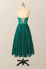 Green Corset A-line Tea Length Dresses