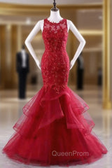 Evening Dresses Red Evening Prom Dresses Lace Evening Prom Dresses Mermaid Evening Prom Dresses