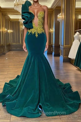 Fabulous Long Sleeveless Meimaid Evening Prom Dresses With Beading