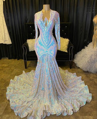 Fabulous Long Sleeves Evening Prom Dresses Mermaid Sequins On Sale
