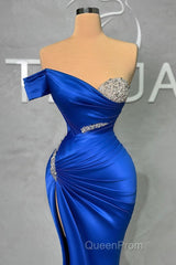 Fabulous Long Sweetheart Split Mermaid Evening Evening Prom Dresses With Beading