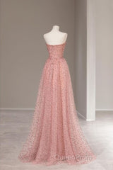 Fairy A Line Sweetheart Pink Long Tulle Evening Prom Dresses 22Th Birthday Outfit