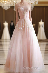 Fairy Ball Gown One Shoulder Pink Lace Evening Prom Dresses Ankel Length Evening Dresses