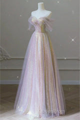 Fantasy Purple Bling Sequined Evening Prom Dresses Off Shoulder