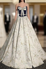 Fashion Strapless Evening Prom Dresses With Bow