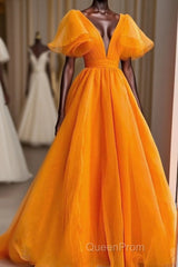 Uniqus Long Evening Prom Dresses Orange Formal Dresses
